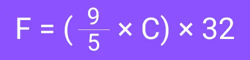 An image of the formula for converting Fahrenheit to Celsius.